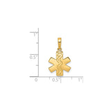 14k Yellow Gold Medical Alert Pendant with Star of Life and Rod of Asclepius Symbol