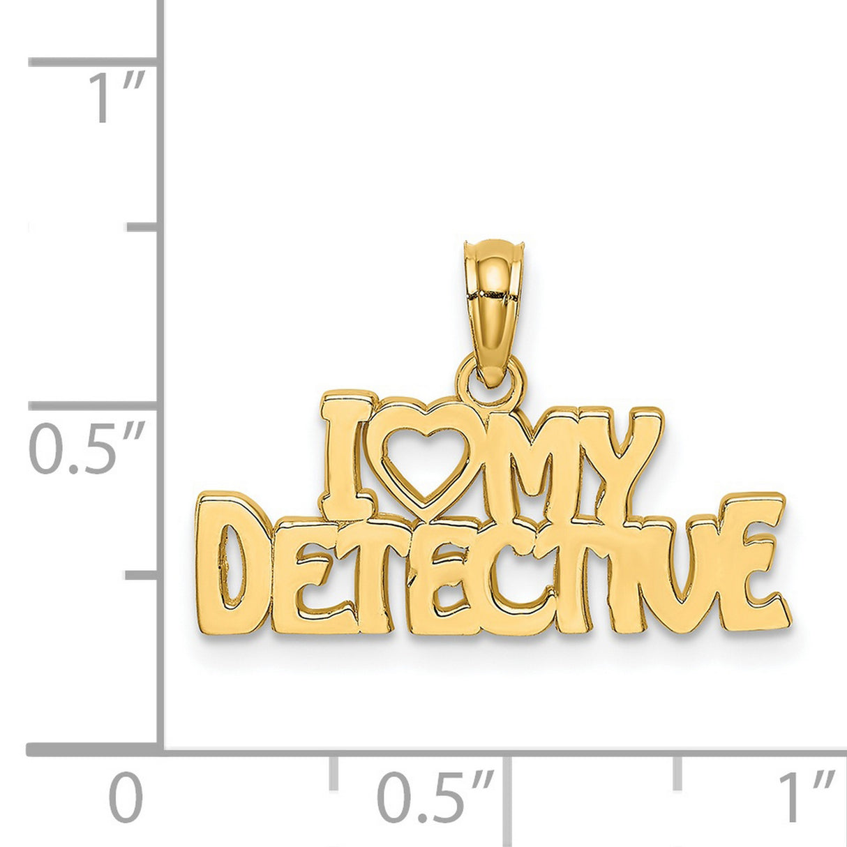 14k Yellow Gold I Heart My Detective Pendant, Unisex Law Enforcement Tribute Charm