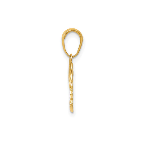 14k Yellow Gold Pendant with Palm Tree and Crescent Moon, Coastal Charm Design