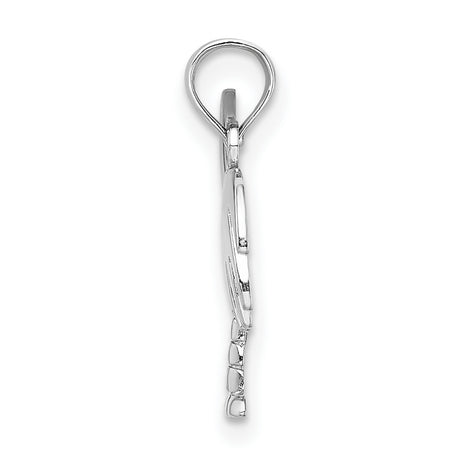 14k White Gold Palm Tree and Crescent Moon Pendant, South Carolina State Symbol Charm