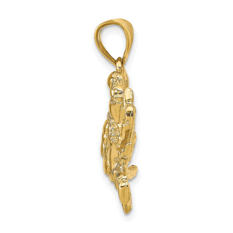 10k Yellow Gold Crab Pendant with Cancer Zodiac Symbol, Nautical Ocean Theme