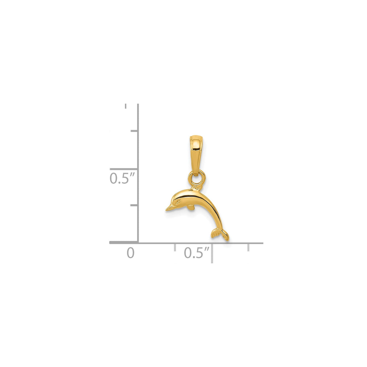 14k Yellow Gold Dolphin Pendant Charm, Jumping Marine Animal, Ocean Nautical Theme