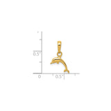 14k Yellow Gold Dolphin Pendant Charm, Jumping Marine Animal, Ocean Nautical Theme
