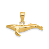 14k Yellow Gold Whale Pendant with Humpback Whale Design, Ocean Animal Nautical Charm