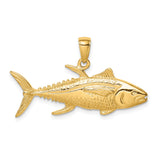 14k Yellow Gold Tuna Pendant, Detailed Fish Charm with Nautical Ocean Theme for Men and Unisex
