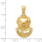 14k Yellow Gold Deep Sea Diving Helmet Pendant, Nautical Marine Explorer Theme