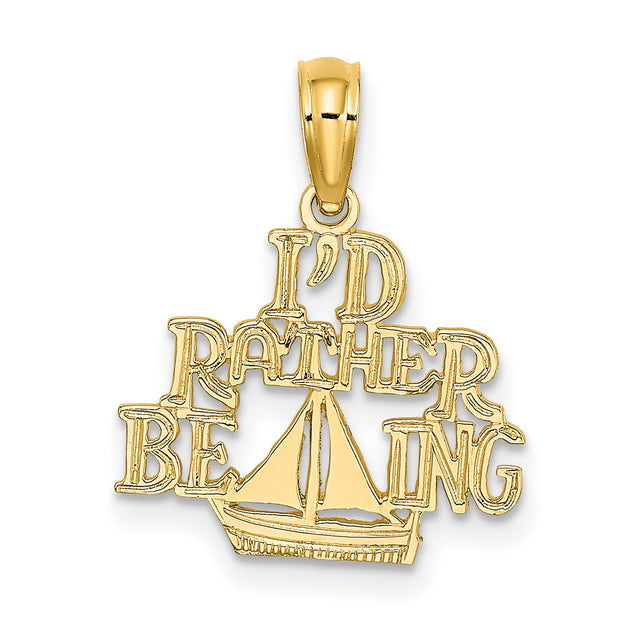 14k Yellow Gold Sailing Pendant with Sailboat Design, Nautical Charm for Men or Women