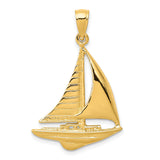 14k Yellow Gold Sailboat Pendant, Nautical Maritime Charm, Unisex Coastal Jewelry
