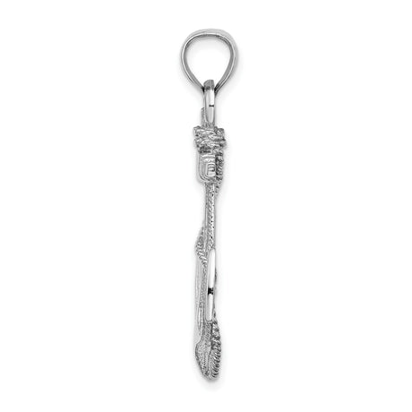 14k White Gold Anchor Pendant with Rope Accents, Nautical Faith Symbol