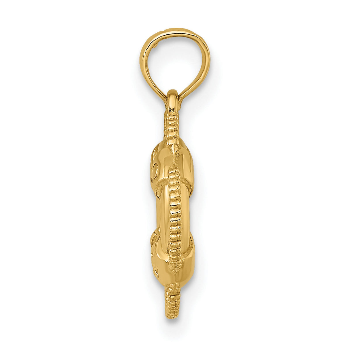 14k Yellow Gold Lifebuoy Pendant, Nautical Life Preserver Charm, Ocean Theme Jewelry for Women or Unisex