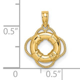 14k Yellow Gold Lifebuoy Pendant, Nautical Life Preserver Charm, Ocean Theme Jewelry for Women or Unisex