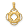 14k Yellow Gold Lifebuoy Pendant, Nautical Life Preserver Charm, Ocean Theme Jewelry for Women or Unisex