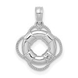 14k White Gold Nautical Life Preserver Pendant with Rope Design