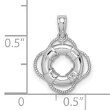 14k White Gold Nautical Life Preserver Pendant with Rope Design