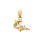 14k Yellow Gold Pendant with Beach Scene, Lounge Chair and Umbrella, Tropical Vacation Charm