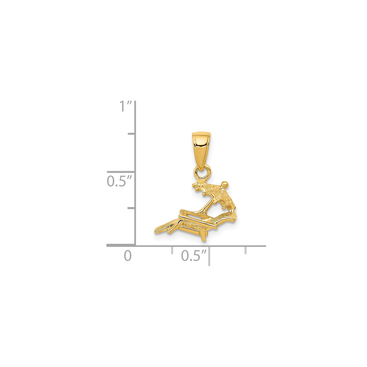 14k Yellow Gold Pendant with Beach Scene, Lounge Chair and Umbrella, Tropical Vacation Charm