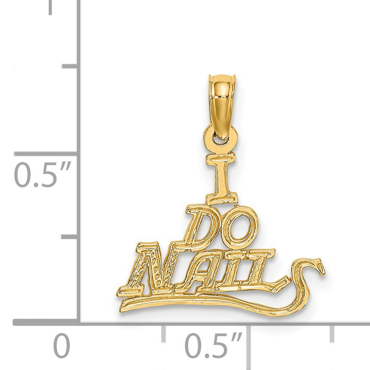14k Yellow Gold I Do Nails Pendant, Bold Text Charm for Nail Technicians and Salon Professionals