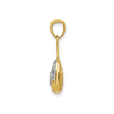 14k Multi-Tone Gold Handbag Pendant with Quilted Purse Design and Heart Accent
