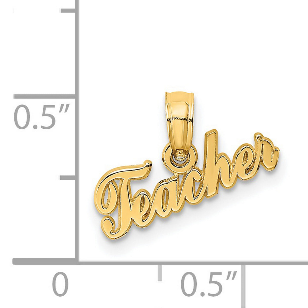 14k Yellow Gold Teacher Script Pendant, Cursive Word Charm for Women or Unisex Wear