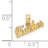 14k Yellow Gold Teacher Script Pendant, Cursive Word Charm for Women or Unisex Wear