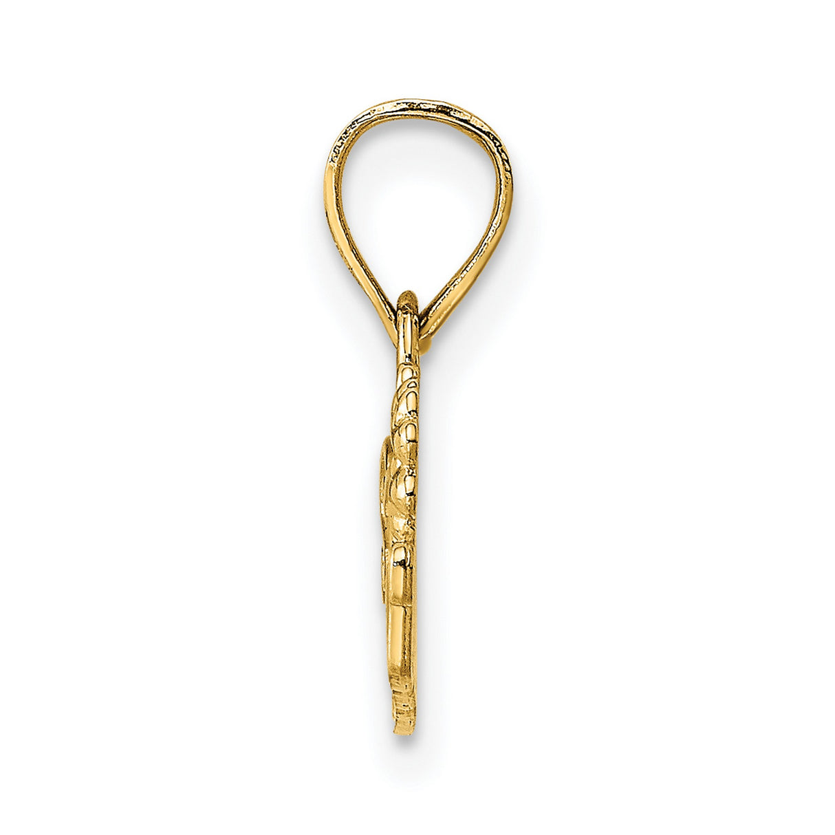 14k Yellow Gold Teacher Pendant with Flower Accent, Sentimental Appreciation Charm