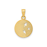 14k Yellow Gold Moon and Stars Pendant with Cutout Star and Crescent Moon Face Design