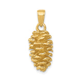 14k Yellow Gold Pinecone Pendant, Nature-Inspired Botanical Design for Women and Unisex Wear