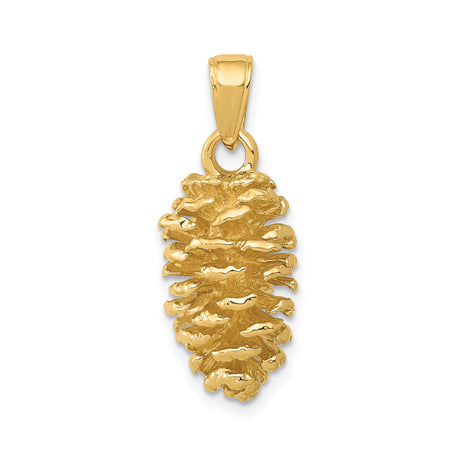 14k Yellow Gold Pinecone Pendant, Nature-Inspired Botanical Design for Women and Unisex Wear