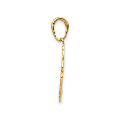 14k Yellow Gold Hummingbird Pendant with Floral Openwork Frame, Nature Inspired Charm