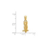 14k Yellow Gold Owl Pendant with Tree Branch Detail, Greek Mythology Inspired Animal Charm