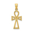 14k Yellow Gold Ankh Cross Pendant, Textured Egyptian Symbol Jewelry for Men and Women