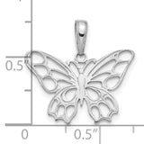 14k White Gold Butterfly Pendant, Openwork Design Symbolizing Transformation and Renewal