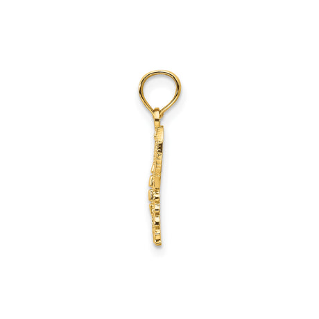 14k Yellow Gold Butterfly Pendant with Filigree Detailing and Polished Finish