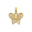 14k Yellow Gold Butterfly Pendant with Filigree Detailing and Polished Finish