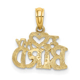 14k Yellow Gold Pendant, I Heart My Bird Design, Dainty Animal Charm for Pet Lovers
