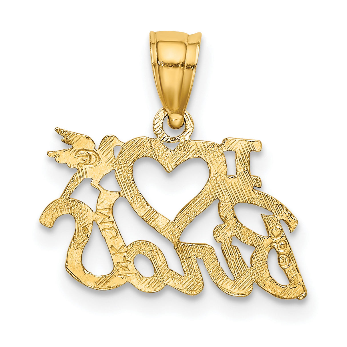 I HEART BIRDS Charm Pendant in Real 14k Yellow Gold