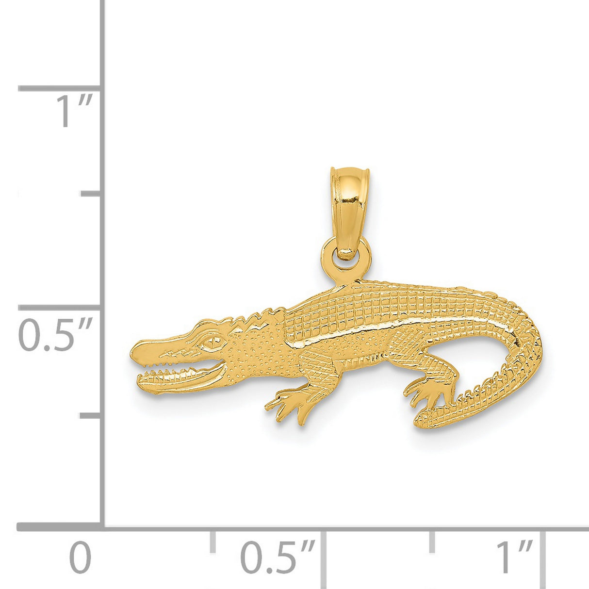 14k Yellow Gold Alligator Pendant with Detailed Crocodile Design, Jungle Wildlife Theme