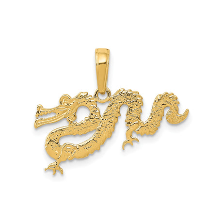 14k Yellow Gold Dragon Pendant, Chinese Symbol of Strength and Power, Asian Inspired Charm