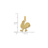 14k Yellow Gold Rooster Pendant, Detailed Zodiac Animal Medallion for Men or Unisex Wear