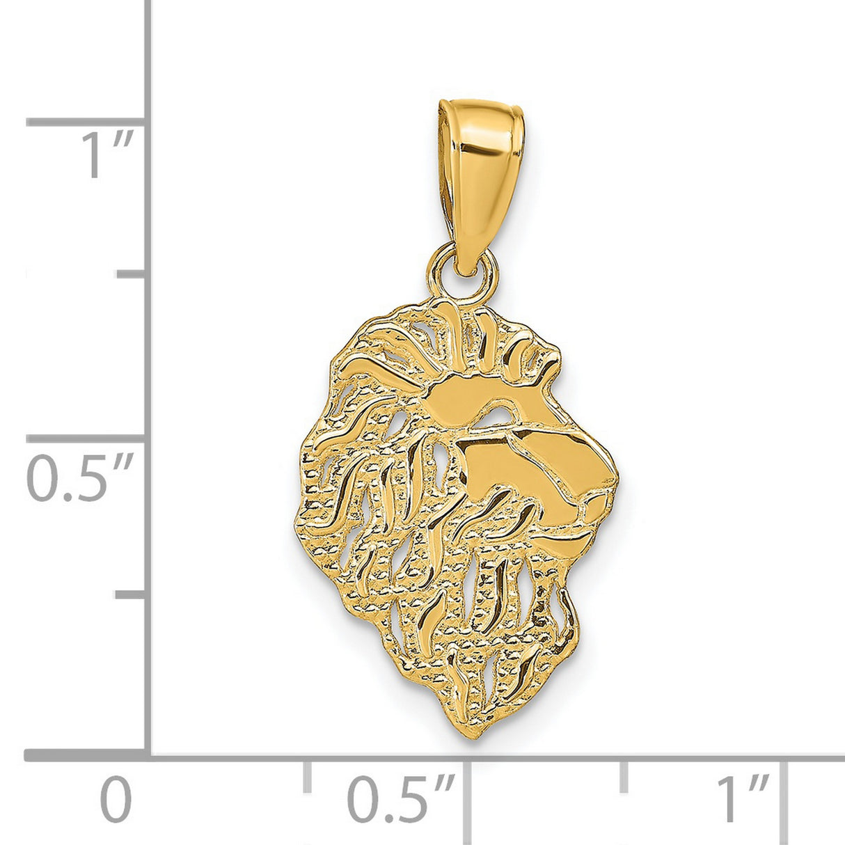 Male Lion Head With Cut-Out Mane Accents Charm Pendant in Real 14k Yellow Gold