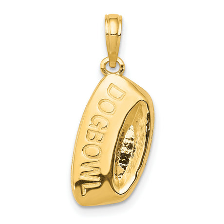 14k Yellow Gold Dog Bowl Pendant, Realistic Pet Charm with DOGBOWL, Animal Jewelry for Dog Lovers