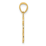 I Heart My Cat Words On Reversible Cat Shaped Charm Pendant in Real 14k Yellow Gold