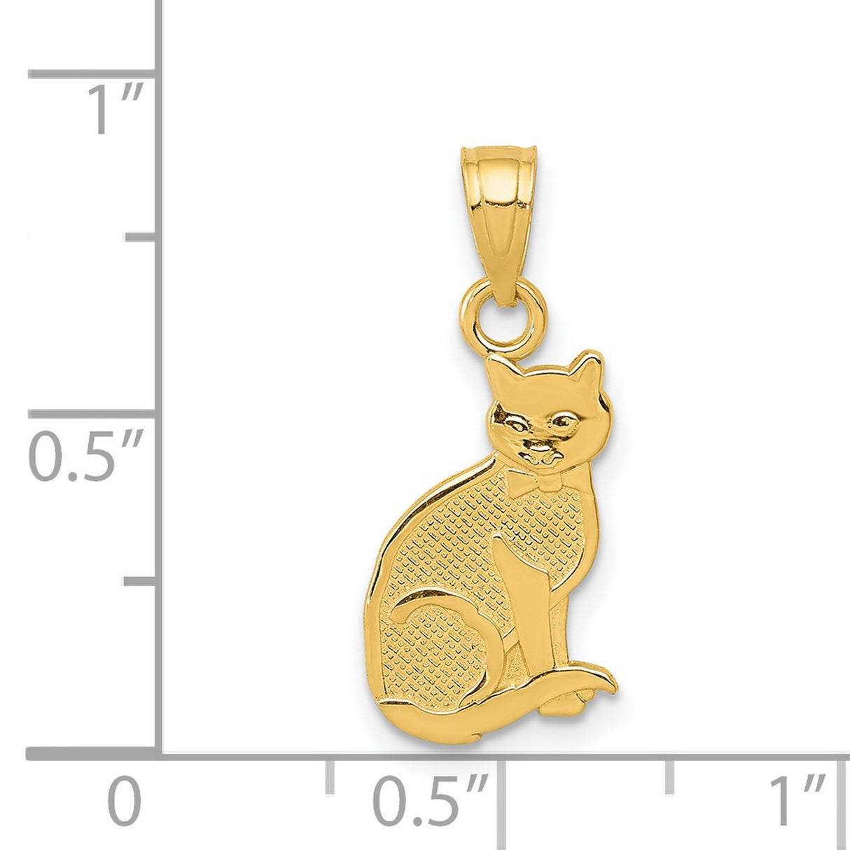 I Heart My Cat Words On Reversible Cat Shaped Charm Pendant in Real 14k Yellow Gold