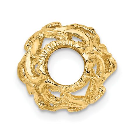 14k Yellow Gold Blossom Leaf Pendant with Openwork Floral Design for Women