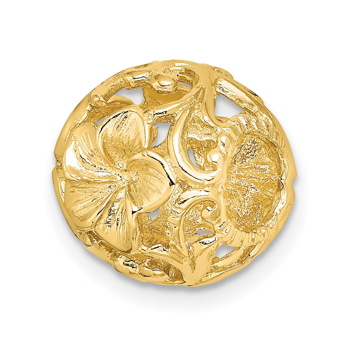 14k Yellow Gold Blossom Leaf Pendant with Openwork Floral Design for Women