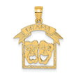 14k Yellow Gold Drama Mask Pendant with Comedy and Tragedy Faces Banner