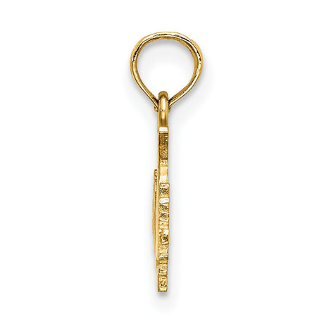14k Yellow Gold Barbell Pendant with Hand Grip, Fitness and Strength Charm for Men or Women