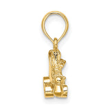 14k Yellow Gold Roller Skate Pendant with Vintage Quad Boot Design, Retro Skating Charm