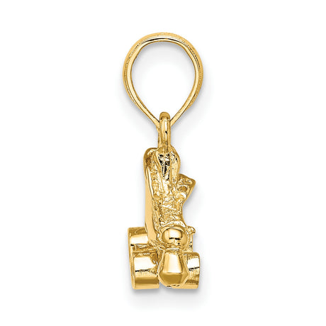 14k Yellow Gold Roller Skate Pendant with Vintage Quad Boot Design, Retro Skating Charm