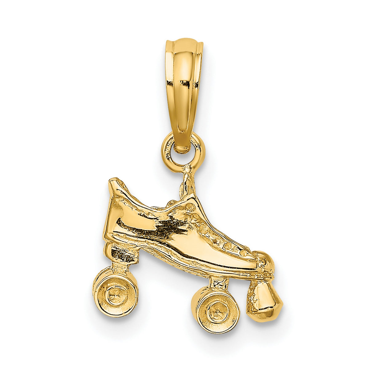 14k Yellow Gold Roller Skate Pendant with Vintage Quad Boot Design, Retro Skating Charm